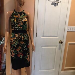 Floral Halter Dress - Green&Black S